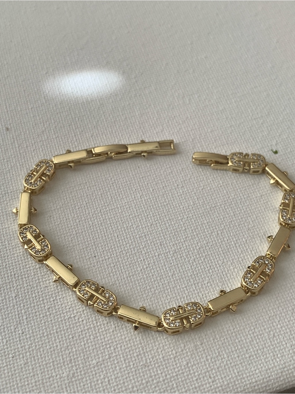 Gold Pavé Link Bracelet with Crystal Accents